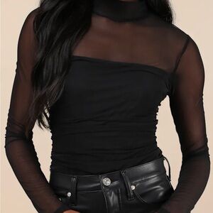 NEW Black Sheer Long Sleeve Going Out Top